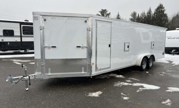 2024 E-Z Hauler 7x24 Aluminum 4-Place Drive In/Out w/Tapered Ramps, Rear Canopy