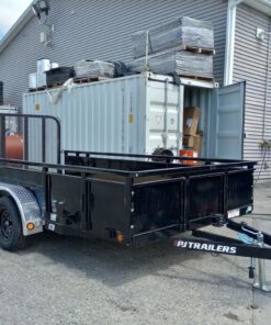 2024 PJ Trailers 7x14 7K Powder Coated Open Utility w/Rear Ramp Gate, Solid Metal Side Walls